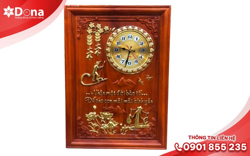 Đồng hồ treo tường gỗ tự nhiên sơn mài
