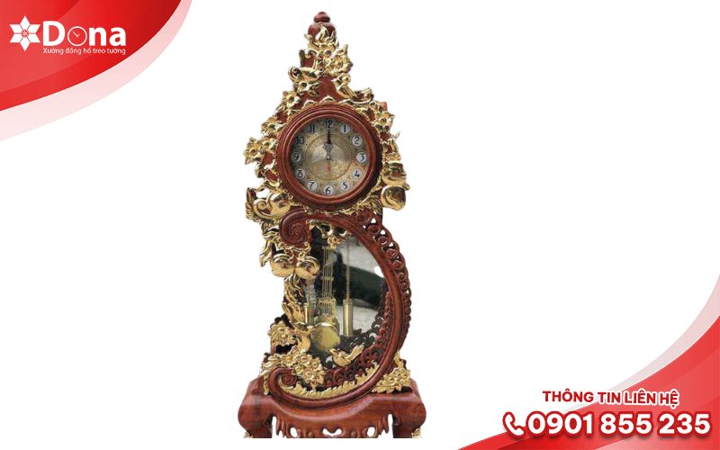 Đồng hồ gỗ kết hợp kim loại hiện đại