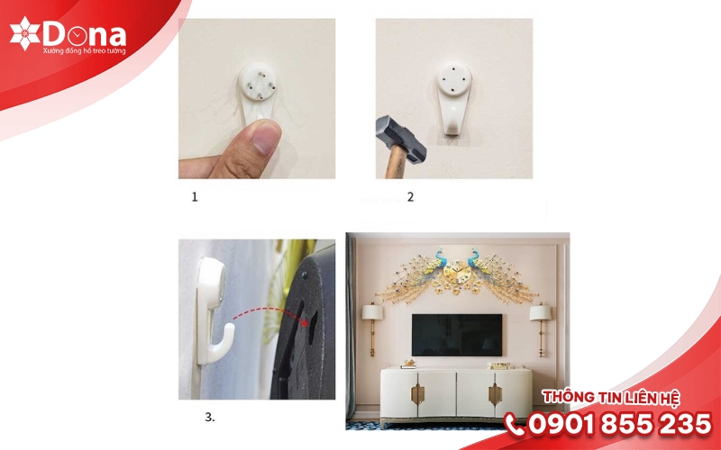 Bước 2: Khoan tường và gắn móc treo chắc chắn