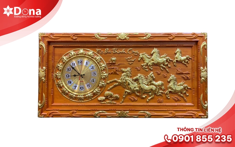 Đồng hồ mã đáo thành công treo tường gỗ hương