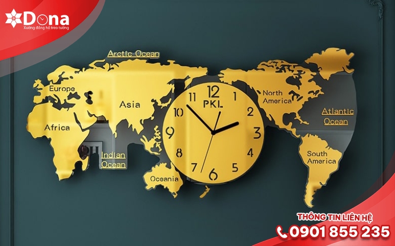 10+ Mẫu Đồng Hồ Treo Tường Bản Đồ Thế Giới Thời Thượng