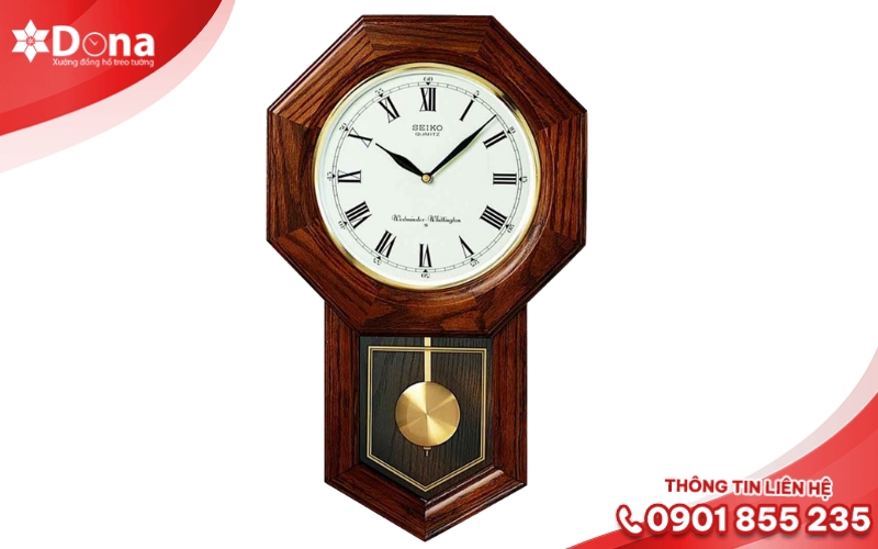 Đồng hồ treo tường gỗ cổ điển sang trọng