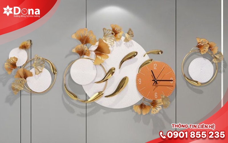 Đồng hồ treo tường phong thủy hình cá chép, hạc, hoa sen Đồng hồ treo tường phong thủy hình cá chép, hạc, hoa sen