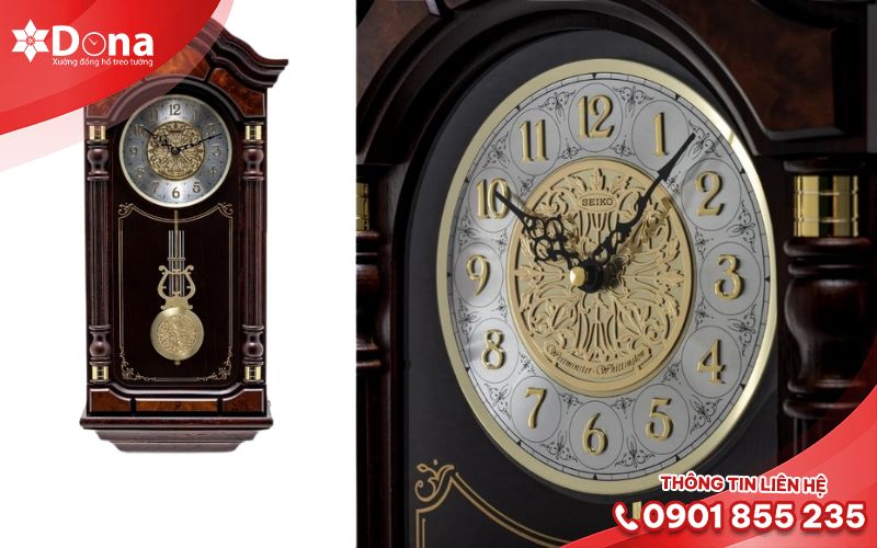 Đồng hồ treo tường kim loại sang trọng có nhạc