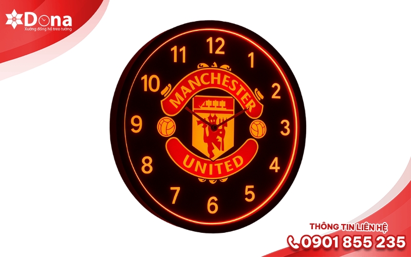 Mẫu đồng hồ treo tường Manchester United MU LED phát sáng