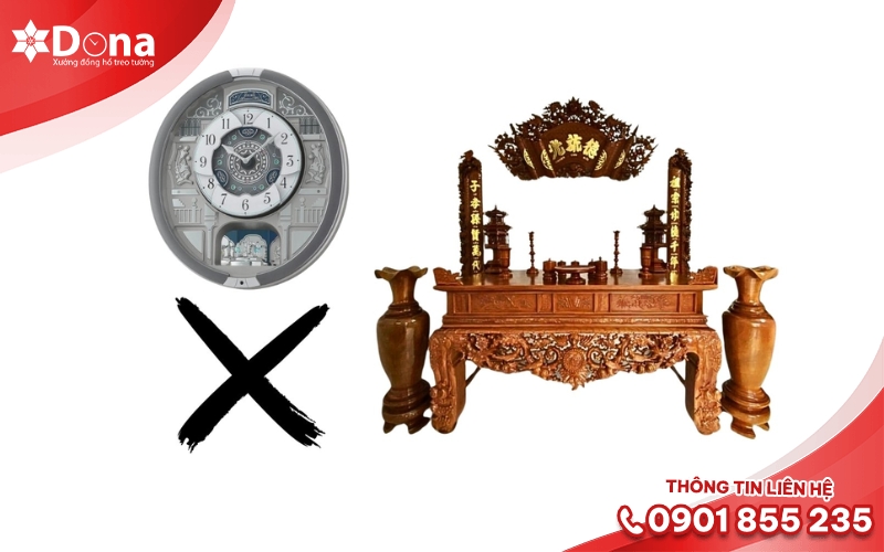 Không treo ngay trên cửa sổ hoặc ban thờ