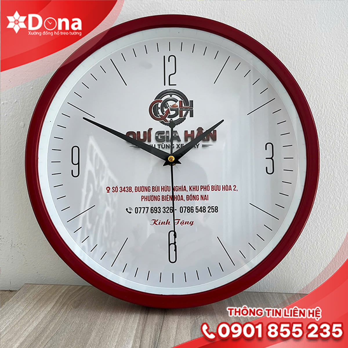 Đồng hồ treo tường in logo Quí Gia Hân - hình ảnh dự án 1