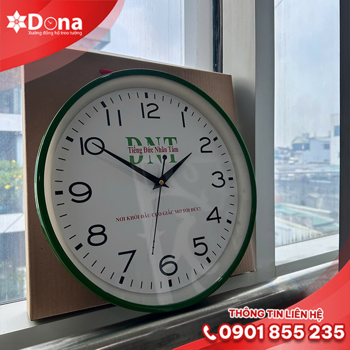 Đồng hồ treo tường in logo Tiếng Đức Nhân Tâm - hình ảnh dự án 2