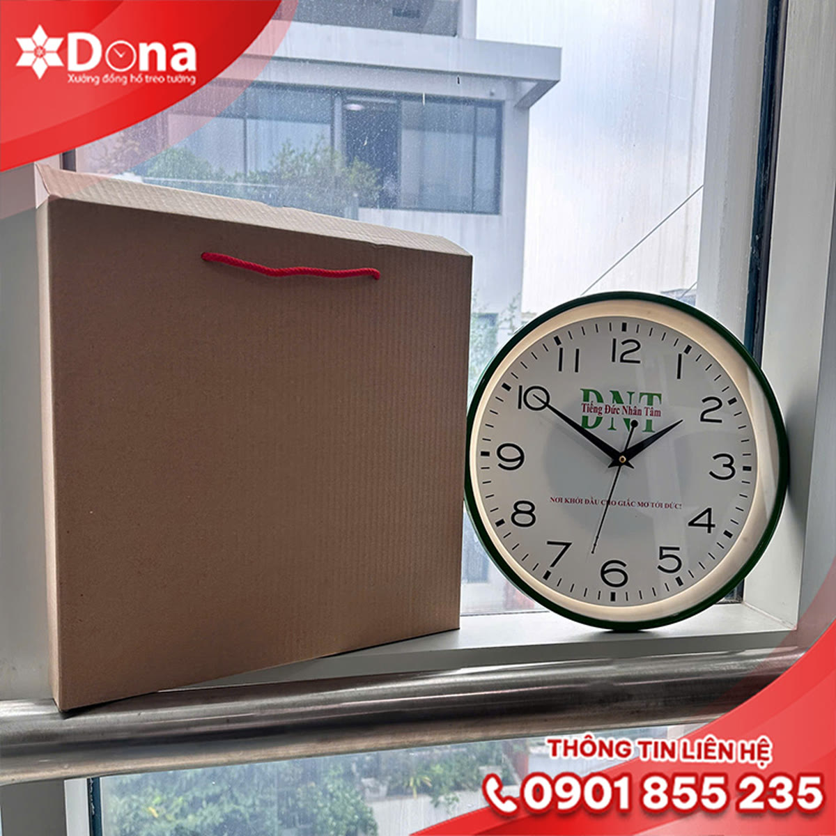 Đồng hồ treo tường in logo Tiếng Đức Nhân Tâm - hình ảnh dự án 3